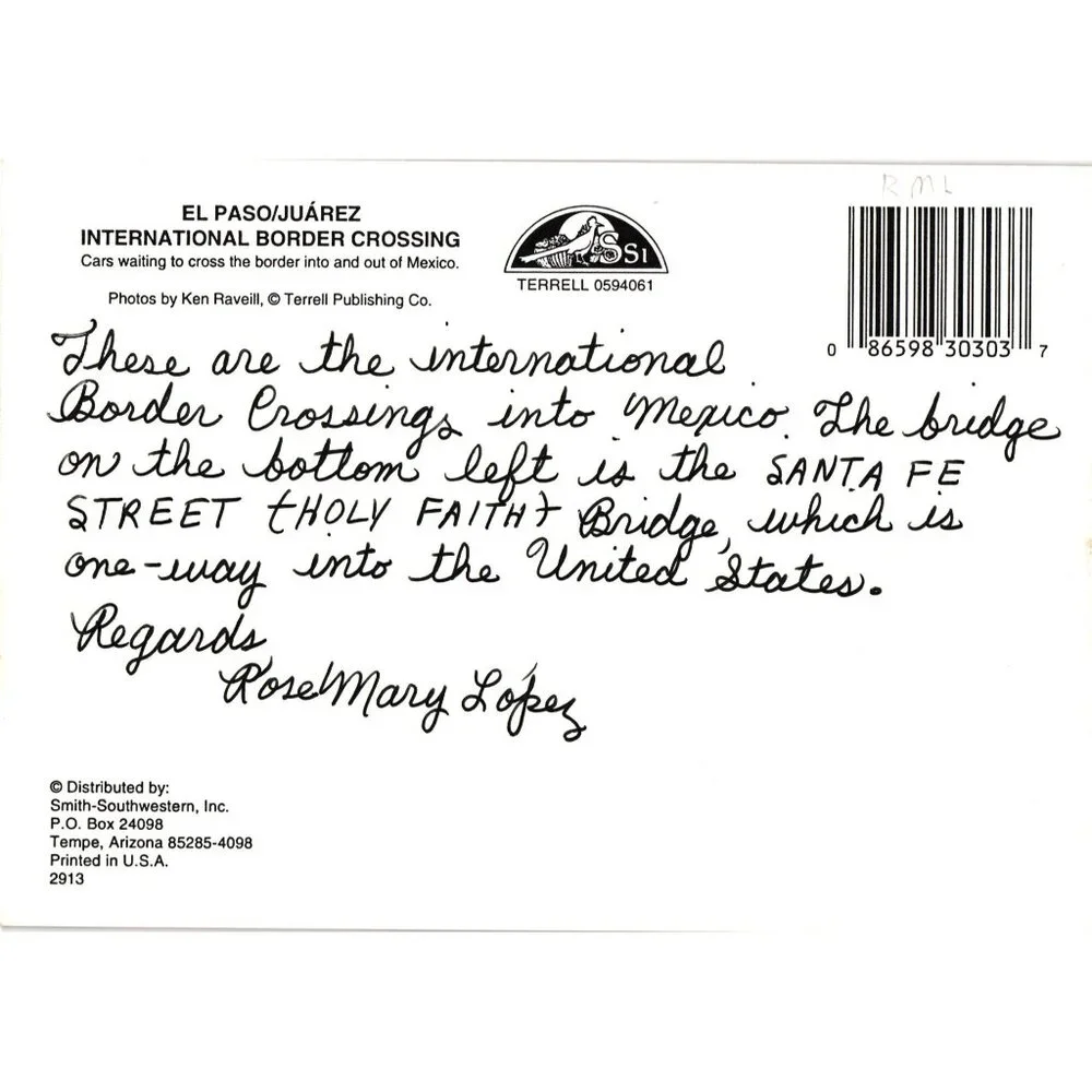 El Paso Juarez International Border Crossing Postcard USA Mexico